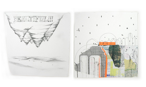 Christine Kesler's drawings from "I began building on a piece of land"